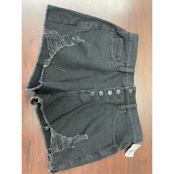 NWT SO Black Distressed High Rise Mom Shorts Size 9 - Picture 1 of 6